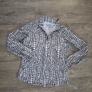 IBKUL Black & White Patterned Quarter-Zip Pullover